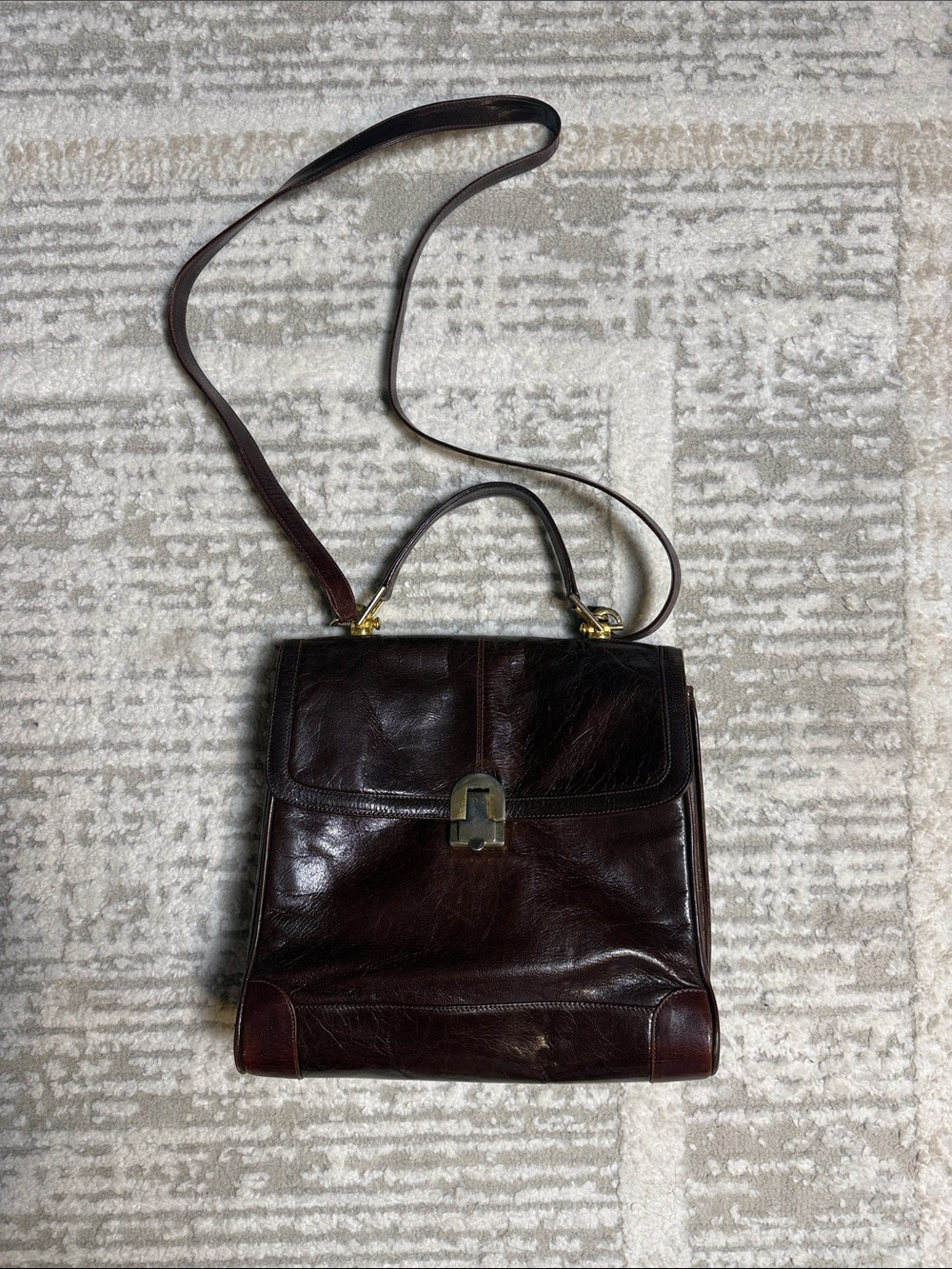 Saks Fifth Avenue Italy Vintage Dark Brown Leather Purse